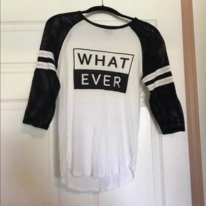 “whatever” mesh sleeve baseball tee